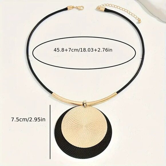 GOLD/BLACK DISC NECK CHAIN - Picture 2 of 3